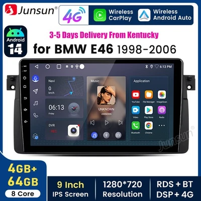 4+64G Android14 Carplay For BMW 3-series E46 1998-2006 Car Stereo Radio GPS Navi - Image 1 of 4