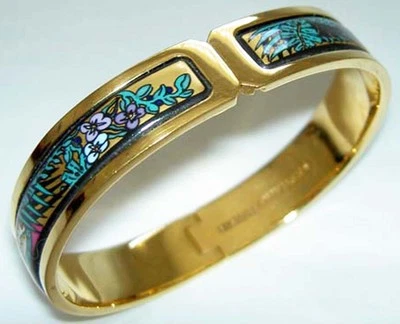 Authentic MICHAELA FREY WILLE Lotus Floral Enamel Ballerina Bangle Bracelet Foto 1 de 4