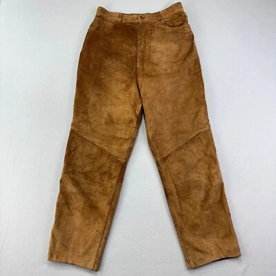 Vintage Ann Taylor Suede Leather Pants Womens 10 Brown High Rise Straight Leg - Image 1 of 4