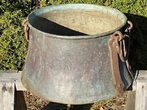 Antiguo siglo XIX. Hervidor de agua de cobre con mantequilla de manzana, tapa de 17,5", diámetro base de 21,75" H - Imagen 1 de 12