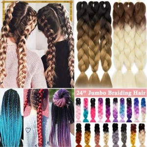 Jumbo Hair Extensions Ombre Braiding Hair Expression Box Braids Long AS Human UK - Picture 1 of 67