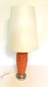 Designer Table Lamp, Ceramic Orange w/Raised Squares & Rectangles -26.5" - Picture 1 of 3