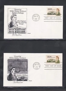 USA 1981 3 FIRST DAY COVERS JAMES HOBAN WHITE HOUSE ARCHITECT + CACHET - Picture 1 of 2