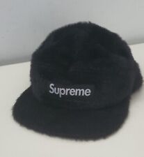 FW19 Supreme Faux Fur camp cap black hat box logo