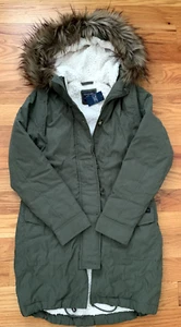 NWT ABERCROMBIE FITCH By Hollister WOMENS SHERPA LINED PARKA JACKET Olive Medium - Picture 1 of 1