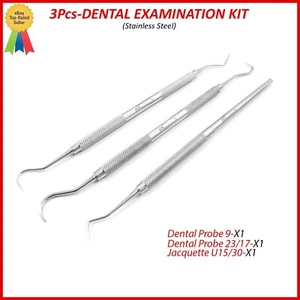 DENTAL EXAMINATION KIT EXPLORER 23/17 PROBE 9 JACQUETTE U15/30 CALCULUS REMOVER - Picture 1 of 1