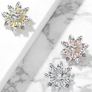 3 Pc 14 MM Marquise CZ Flower Internal Threaded Dermal Anchor Tops 14G  - Picture 1 of 1