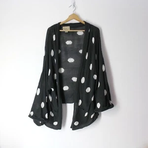 Wildfox Oversized Slouchy open front Cardigan Black white Polka Dot XS S M XL - Picture 1 of 6