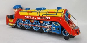 Vintage 4319 Fireball Express Tin Toy Train Steam Engine Battery Operated  - Picture 1 of 11