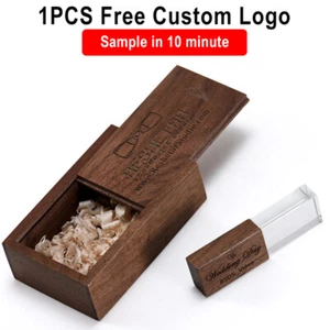 Crystal Gift Box USB 2.0 Flash Drive Free Logo Wedding Custom Pen Drive 64GB 32G - Picture 1 of 13