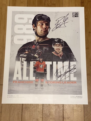 SIGNED ANAHEIM DUCKS RYAN GETZLAF TEEMU SELANNE RETIREMENT LITHO 16x20 Limited Cover