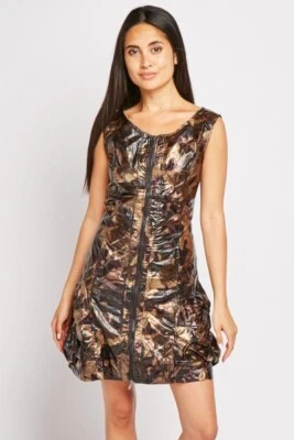 PVC Brush Print Longline fit & flare Gilet rain zip jacket dress size 6-8 EU 38 - Image 1 of 4