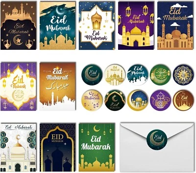 20 Pack Eid Mubarak Cards, Islamic Ramadan Card Paper Greeting Cards Ramadan Mub - Image 1 of 4