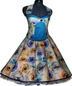 Vestido para enagua rosas azul turquesa negro morado amarillo flores vestido de baile 34-40  - Imagen 1 de 5