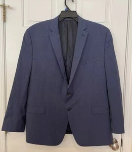 Calvin Klein 46R Blue Sport Coat Suit Blazer Jacket Striped Two Button Wool EUC - Picture 1 of 5