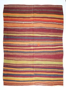 Kilim tribal hecho a mano de colección - Kilim de área de diseño a rayas nómadas único en su clase - Imagen 1 de 10
