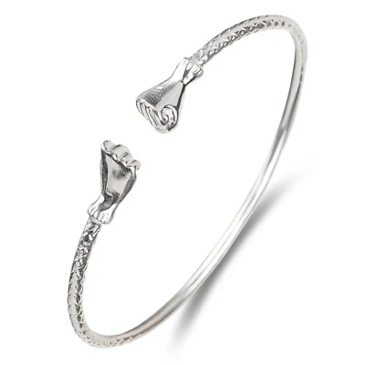 Solid .925 Sterling Silver West Indian Bangle Cuff Bracelet Fist, 1 piece - Image 1 of 4