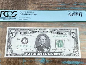 $5 1985 1978-J JA J-A Block Kansas City FRN PCGS 64PPQ - Picture 1 of 2