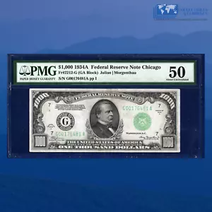 Fr.2212-G 1934A $1000 One Thousand Dollars FRN Chicago, PCGS AU 50 #76481 - Picture 1 of 3