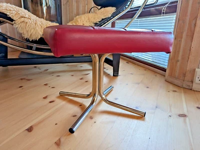 Hocker Leder Vintage 70er Fußhocker Retro Ottomane Danish Pouf Westnofa Ära B46 - Bild 1 von 4