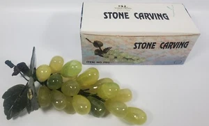 Gran racimo de uva de piedra de jade tallada china racimo de frutas hojas talladas de 7 - Imagen 1 de 7