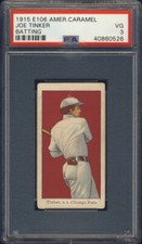 1915 E106 American Caramel Joe Tinker PSA 3 Chicago Whales HOF