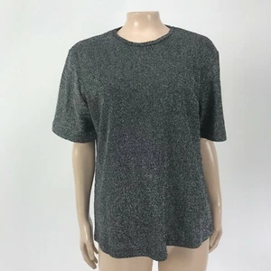 Vintage Gold Lurex Sweater Women's Medium Graff S/S Silver Party Knit JJ19 - Picture 1 of 7