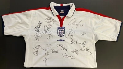 2004 Signed UEFA Euro England Jersey Kit Shirt Autographed x17 David Beckham COA - Image 1 of 4