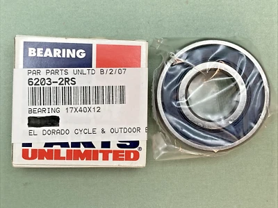 QTY 2 NEW GENUINE PARTS UNLIMITED 6203-2RS BEARING 17X40X12 - Image 1 of 2