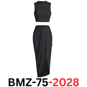 ZAFUL Women Casual Sleeveless Summer Two Piece Outfit Crop Top & Skirt, Black, L - Picture 1 of 7