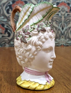 19th Century Antique Porcelain Classical Woman Head Porcelain Pitcher Jug Ewer - Picture 1 of 9