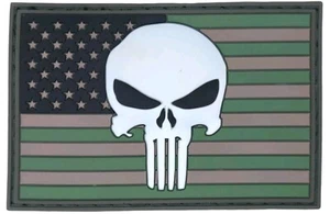 PARCHE GANCHO PVC BRILLO 3D TÁCTICO MILITAR BOSQUE BANDERA AMERICANA CASTIGADOR CALAVERA BANDERA AMERICANA - Imagen 1 de 4