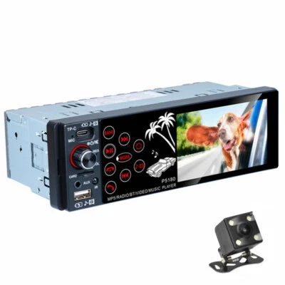 Radio con pantalla táctil estéreo para automóvil Din individual Bluetooth reproductor de MP5 AUX cámara de respaldo Foto 1 de 4