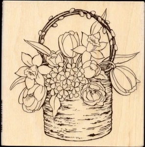 STAMPENDOUS rubber stamp BIRCH BOUQUET wood mounted, Spring Flowers, Easter - Picture 1 of 2