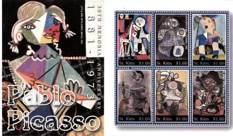 Saint Kitts 2003 - Pablo Picasso  - Sheet of 6 Stamps - Scott #569 - MNH Cover