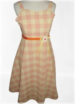 Vestido a Cuadros Bonnie Jean Rosa Y Verde Talla 12 Cinta Largo Maxi Cinturón para Niñas Foto 1 de 3