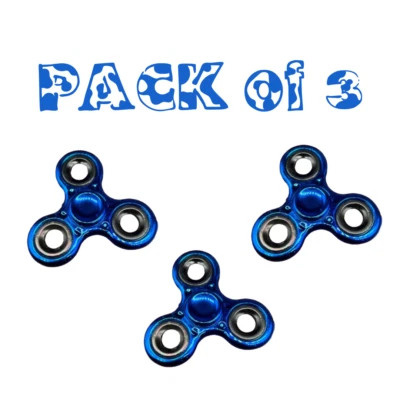Perfecto Azul Metálico Moda Fidget Spinner Alivio del Estrés Ansiedad Paquete de 3 Foto 1 de 4