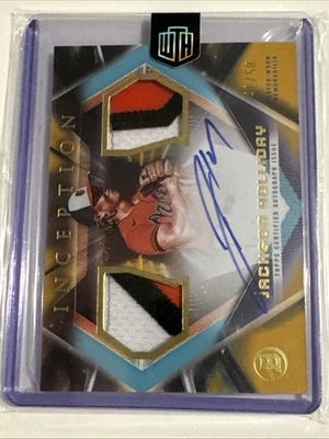 2023 BOWMAN INCEPTION JACKSON HOLLIDAY AUTO PATCH DUAL GOLD RC SP /50 🔥 - Image 1 of 3