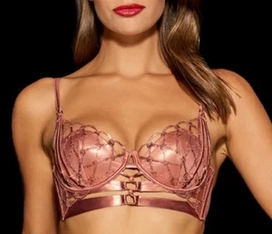 Reggiseno a tuffo push up Honey Birdette Francesca in oro rosa taglia US 30B nuovo con etichette - Foto 1 di 7