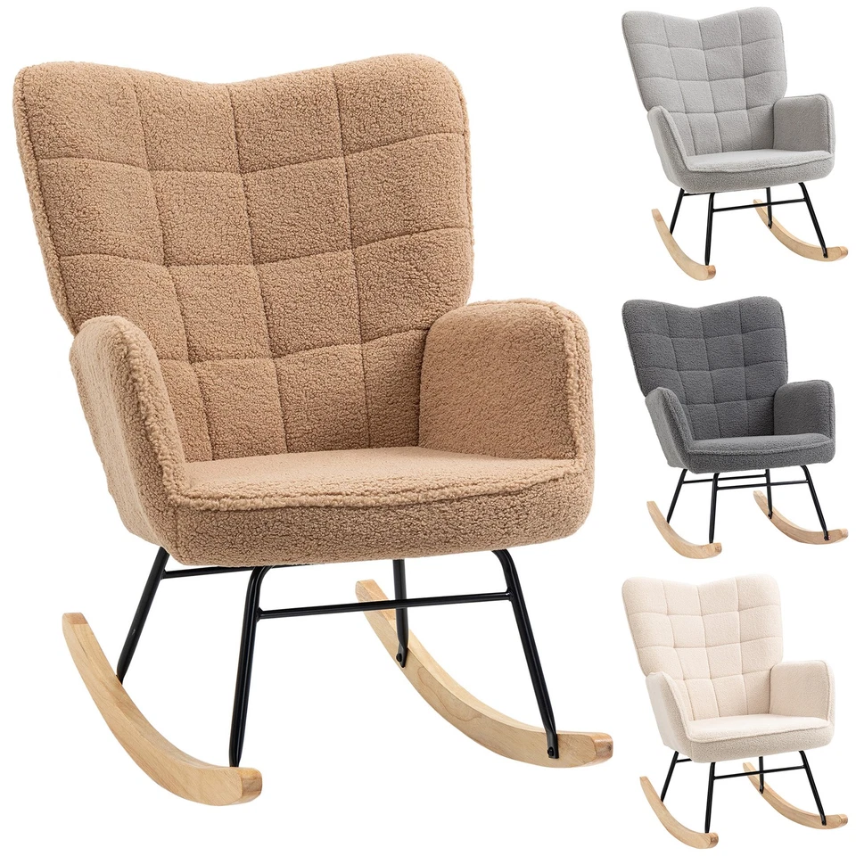 HOMCOM Poltrona a Dondolo Imbottita per Soggiorno e Camera da Letto - Immagine 1 di 1