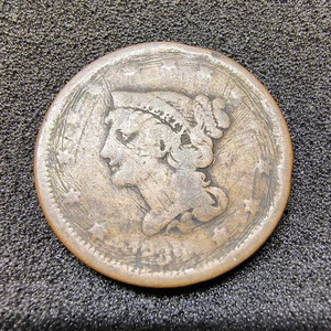 1839 Braided Hair Large Cent - Rarity R-4.6 Surviving Pop. 2,000 - AG-G Details - Picture 1 of 7
