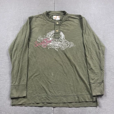 Camisa Ocean Pacific Para Hombre Mediana? Green Henley Surf California Gráfico Y2K Defecto Foto 1 de 4