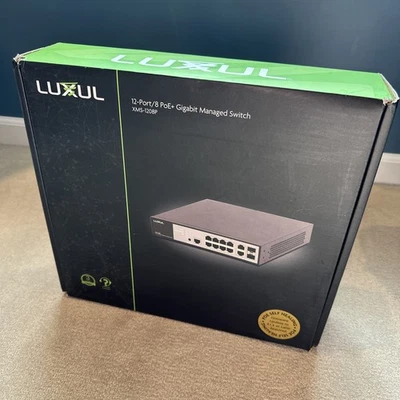 Open Box (new?) XMS-1208P Rack Mount Luxul 12 port/8 PoE+ Managed Switch - Image 1 of 4