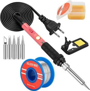 Kit Soldador 60W con Puntas de Hierro Intercambiables 10 en 1 Tempera Ajustable - Imagen 1 de 6