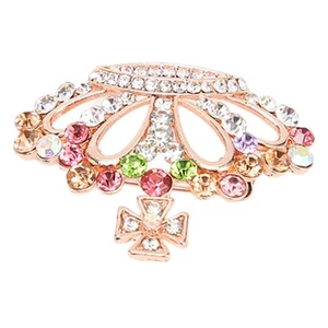 Spilla corona strass cristallo spilla colorata principessa regina diadema corona spilla BX5 - Foto 1 di 24