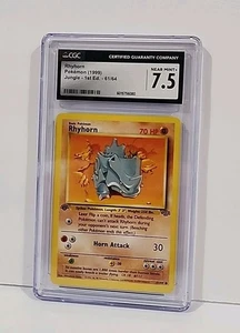 Rhyhorn 1st Edition 61/64 Jungle 1999 Pokemon Card Graded CGC Near Mint 7.5 - Picture 1 of 6