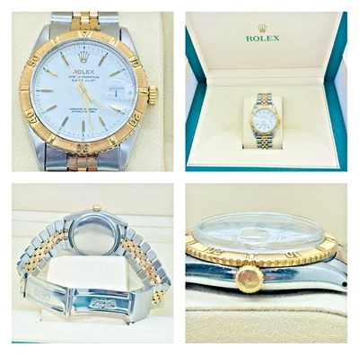 Vtg Rolex 36mm Datejust Turnograph 18K Yellow Gold White Dial Mens Watch 6609 - image 1 of 4
