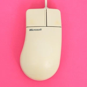 Vintage Microsoft Mouse Port Compatible Mouse 2.1A PS/2 with Scroll Wheel Beige - Picture 1 of 3