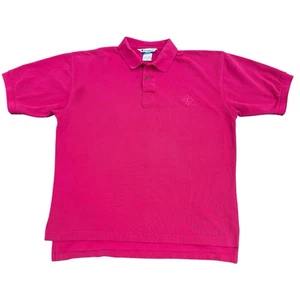 Y2K Champion Poloshirt Magenta Rosa Baumwolle Strick Stickerei Logo L Vintage USA - Bild 1 von 6
