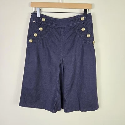 Burberry London Skirt Womens 4 Navy Nautical Sailor Gold Button Made in Italy - Image 1 of 4